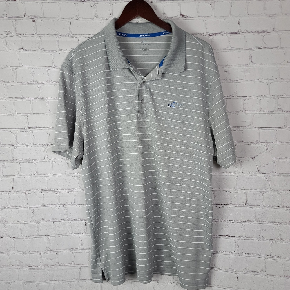 Greg Norman Attack Life Play Dry. Mens XXL Golf Polo. Gray& White
